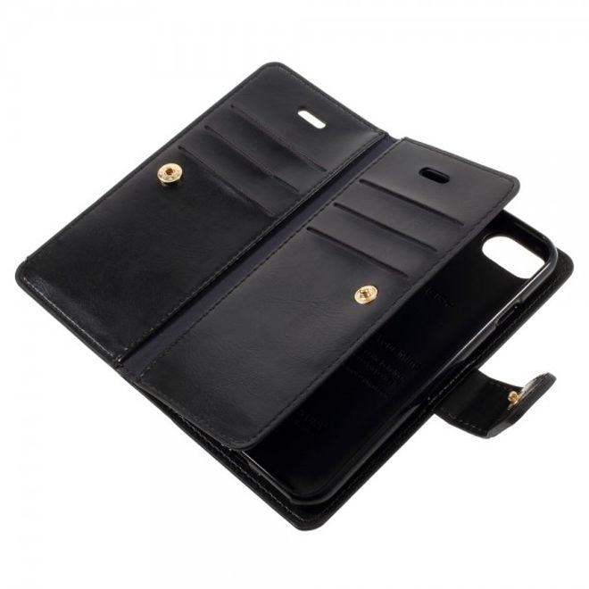 Goospery - iPhone SE (2022) / SE (2020) / 8 / 7 Hülle - Handy Bookcover - Mansoor Diary Series - schwarz