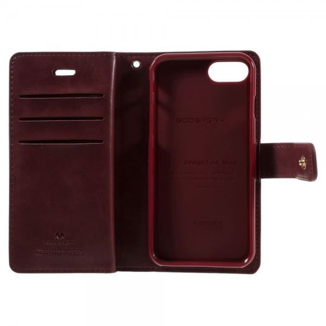 Goospery - iPhone SE (2022) / SE (2020) / 8 / 7 Hülle - Handy Bookcover - Mansoor Diary Series - weinrot