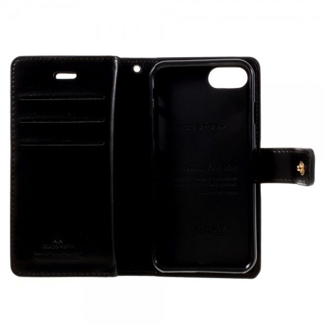 Goospery - iPhone SE (2022) / SE (2020) / 8 / 7 Hülle - Handy Bookcover - Mansoor Diary Series - schwarz