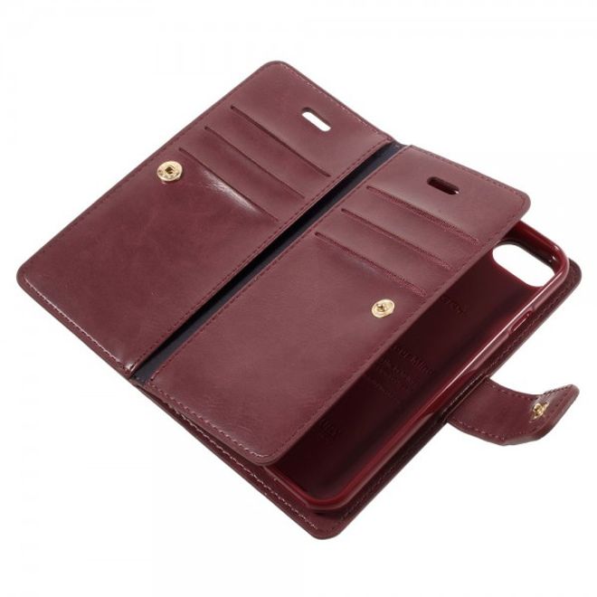 Goospery - iPhone SE (2022) / SE (2020) / 8 / 7 Hülle - Handy Bookcover - Mansoor Diary Series - weinrot