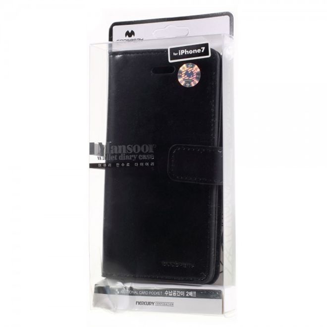 Goospery - iPhone SE (2022) / SE (2020) / 8 / 7 Hülle - Handy Bookcover - Mansoor Diary Series - schwarz