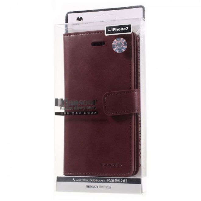 Goospery - iPhone SE (2022) / SE (2020) / 8 / 7 Hülle - Handy Bookcover - Mansoor Diary Series - weinrot