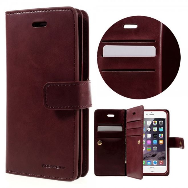 Goospery - iPhone SE (2022) / SE (2020) / 8 / 7 Hülle - Handy Bookcover - Mansoor Diary Series - weinrot