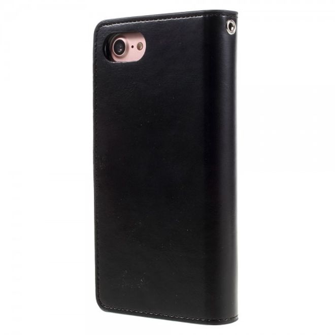 Goospery - iPhone SE (2022) / SE (2020) / 8 / 7 Hülle - Handy Bookcover - Mansoor Diary Series - schwarz