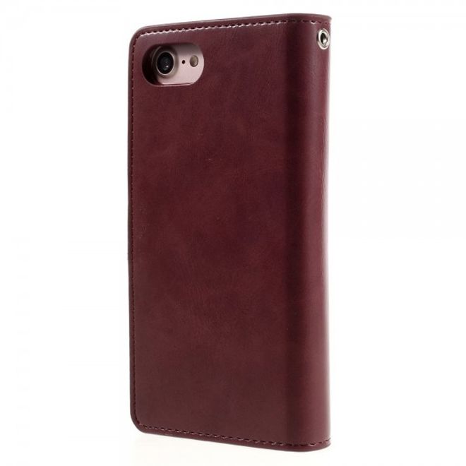 Goospery - iPhone SE (2022) / SE (2020) / 8 / 7 Hülle - Handy Bookcover - Mansoor Diary Series - weinrot