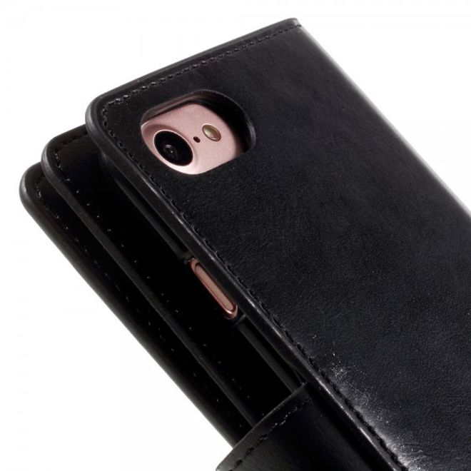 Goospery - iPhone SE (2022) / SE (2020) / 8 / 7 Hülle - Handy Bookcover - Mansoor Diary Series - schwarz