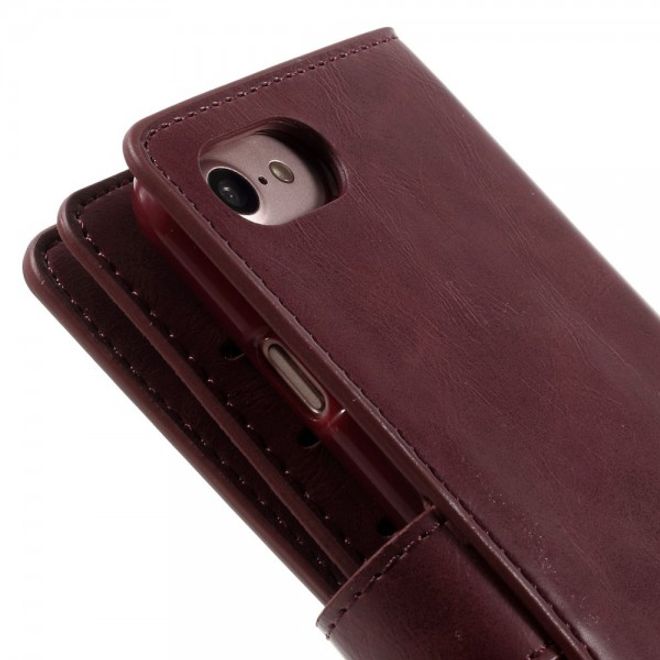 Goospery - iPhone SE (2022) / SE (2020) / 8 / 7 Hülle - Handy Bookcover - Mansoor Diary Series - weinrot