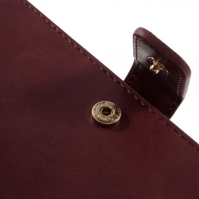 Goospery - iPhone SE (2022) / SE (2020) / 8 / 7 Hülle - Handy Bookcover - Mansoor Diary Series - weinrot