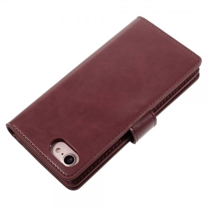 Goospery - iPhone SE (2022) / SE (2020) / 8 / 7 Hülle - Handy Bookcover - Mansoor Diary Series - weinrot