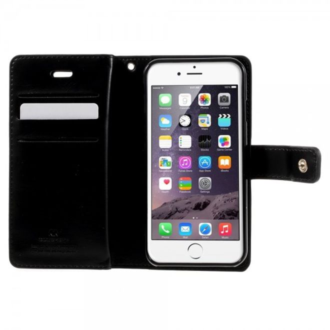 Goospery - iPhone SE (2022) / SE (2020) / 8 / 7 Hülle - Handy Bookcover - Mansoor Diary Series - schwarz