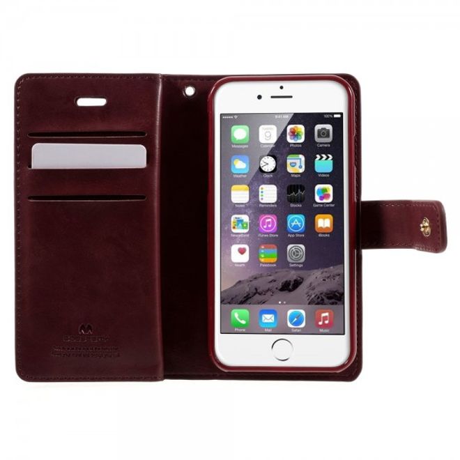 Goospery - iPhone SE (2022) / SE (2020) / 8 / 7 Hülle - Handy Bookcover - Mansoor Diary Series - weinrot