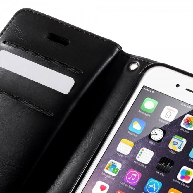 Goospery - iPhone SE (2022) / SE (2020) / 8 / 7 Hülle - Handy Bookcover - Mansoor Diary Series - schwarz