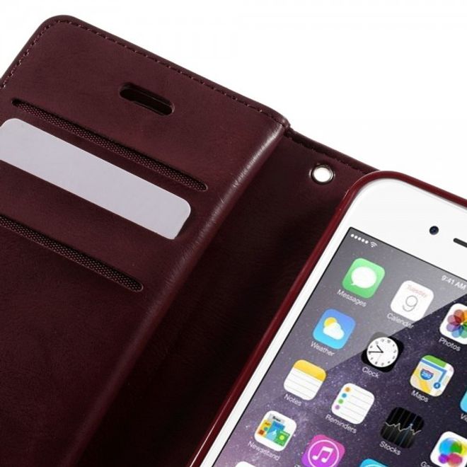 Goospery - iPhone SE (2022) / SE (2020) / 8 / 7 Hülle - Handy Bookcover - Mansoor Diary Series - weinrot