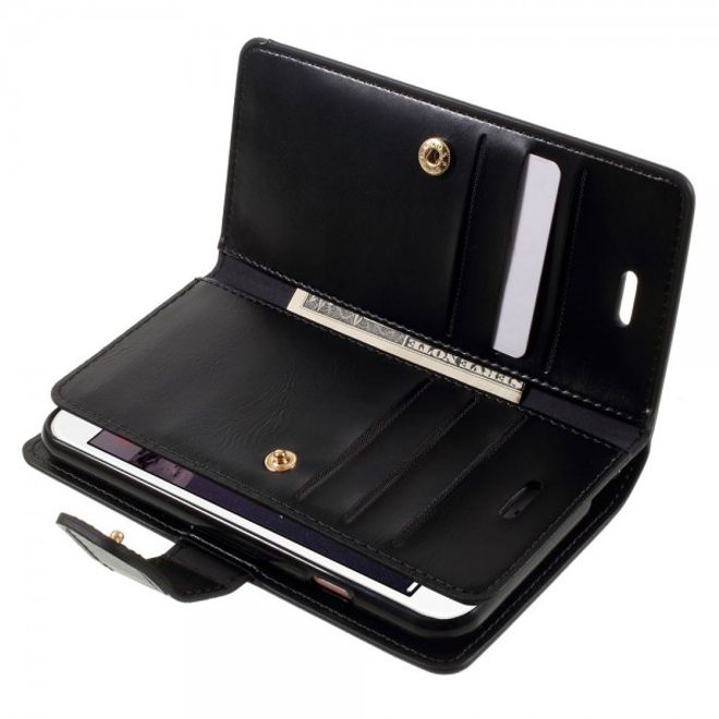 Goospery - iPhone SE (2022) / SE (2020) / 8 / 7 Hülle - Handy Bookcover - Mansoor Diary Series - schwarz