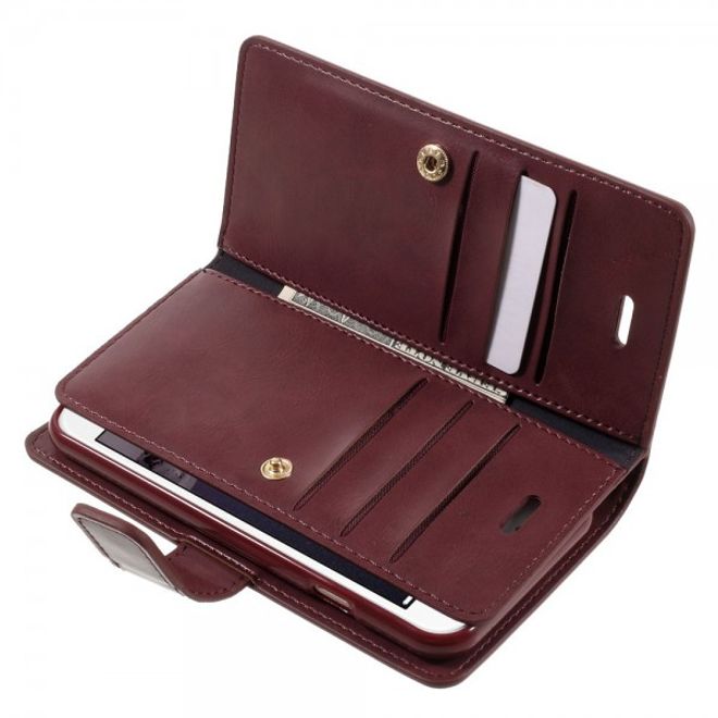 Goospery - iPhone SE (2022) / SE (2020) / 8 / 7 Hülle - Handy Bookcover - Mansoor Diary Series - weinrot