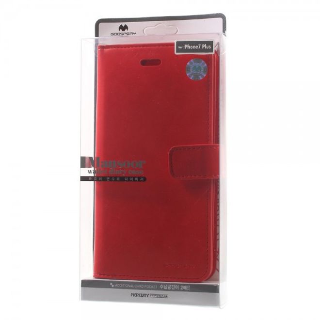 Goospery - iPhone 8 Plus/7 Plus Hülle - Handy Bookcover - Mansoor Diary Series - rot