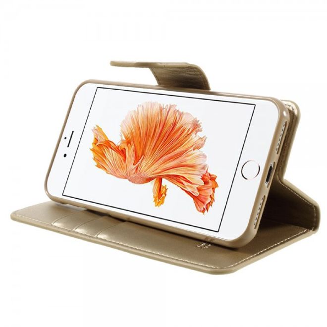 Goospery - iPhone SE (2022) / SE (2020) / 8 / 7 Hülle - Handy Bookcover - Sonata Diary Series - gold