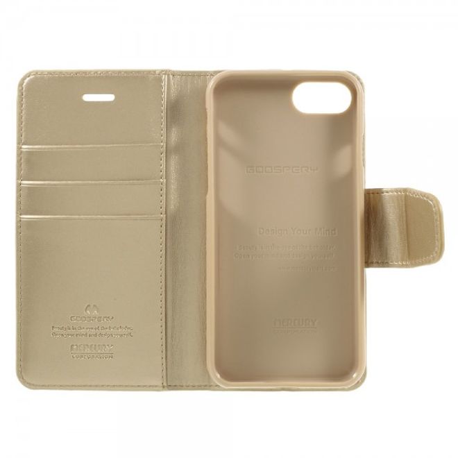 Goospery - iPhone SE (2022) / SE (2020) / 8 / 7 Hülle - Handy Bookcover - Sonata Diary Series - gold