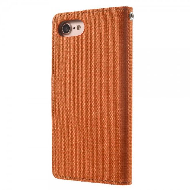 Goospery - iPhone SE (2022) / SE (2020) / 8 / 7 Hülle - Handy Bookcover - Canvas Diary Series - orange/camel