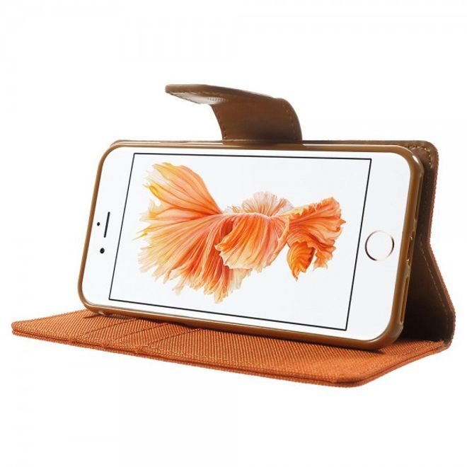 Goospery - iPhone SE (2022) / SE (2020) / 8 / 7 Hülle - Handy Bookcover - Canvas Diary Series - orange/camel