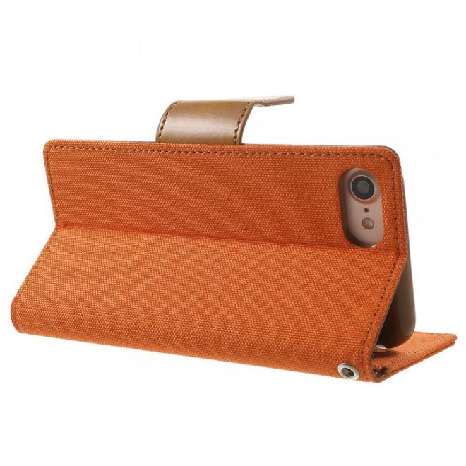 Goospery - iPhone SE (2022) / SE (2020) / 8 / 7 Hülle - Handy Bookcover - Canvas Diary Series - orange/camel