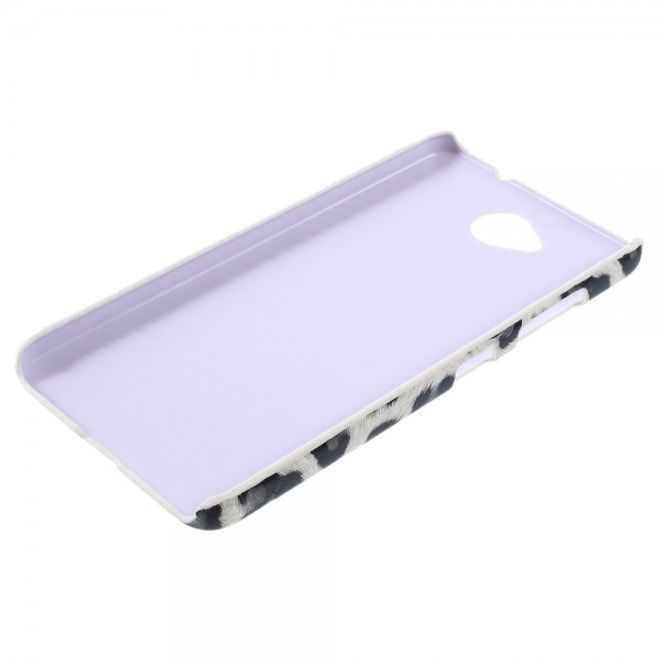 Microsoft Lumia 650 Hart Plastik Case Handycover mit lederartiger Oberfläche und Leopardenmuster - weiss