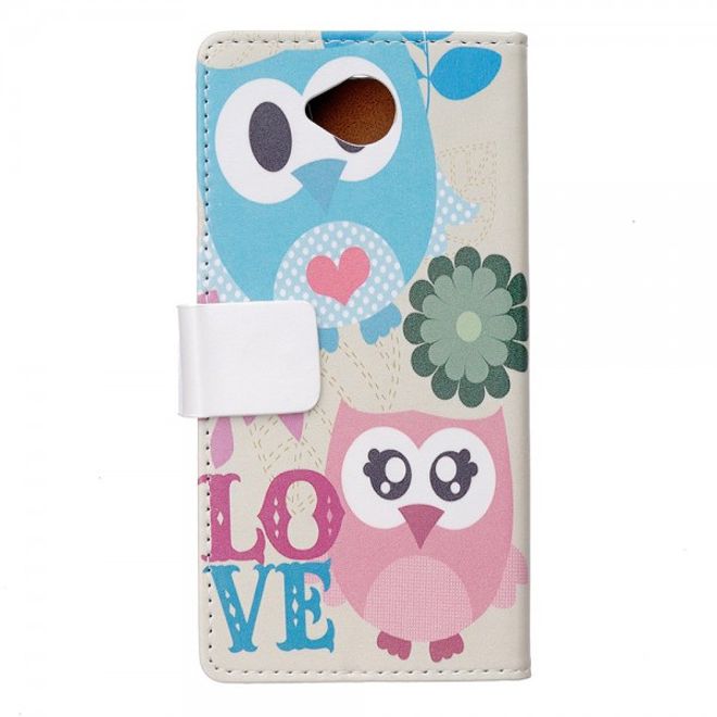 Microsoft Lumia 650 Leder Cover Case Hülle mit zwei Eulen