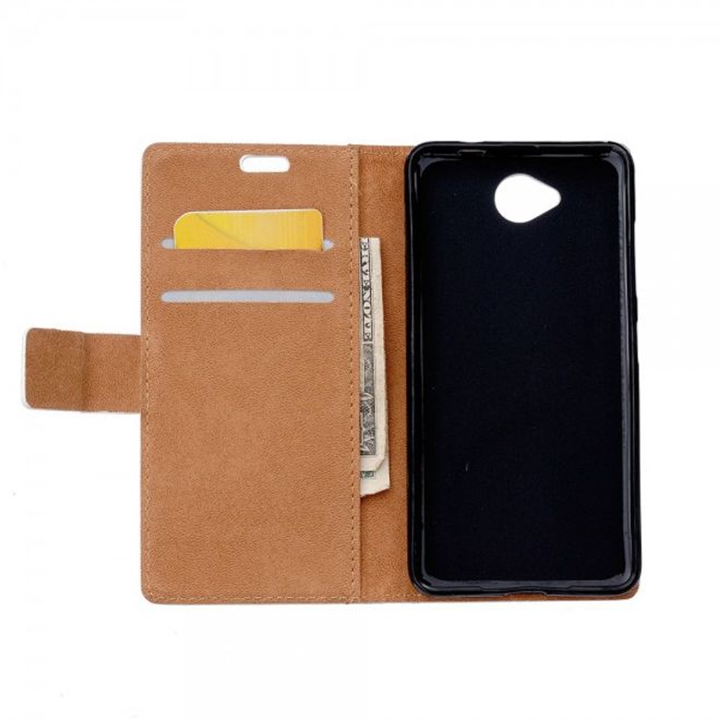 Microsoft Lumia 650 Leder Cover Case Hülle mit vielen kleinen Eulen - cyan