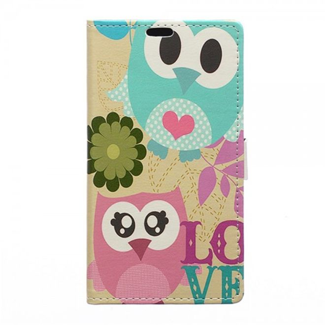 Microsoft Lumia 650 Leder Cover Case Hülle mit zwei Eulen