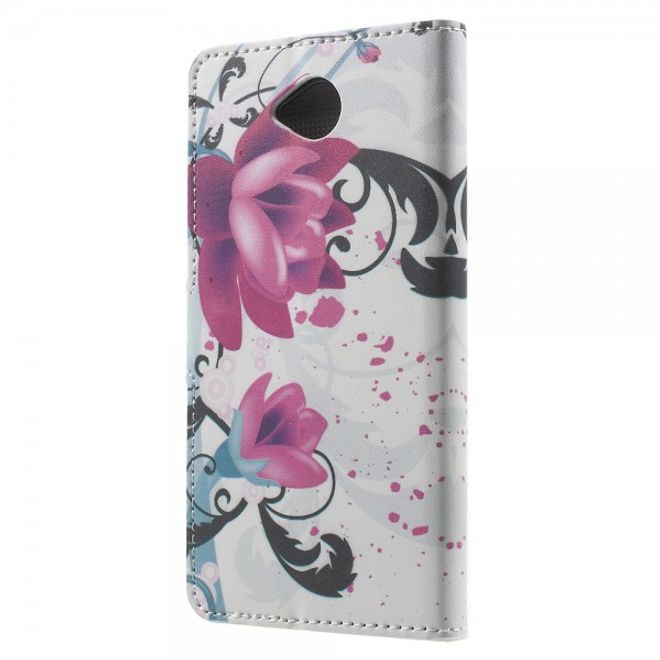 Microsoft Lumia 650 Leder Cover Hülle mit Lotus Blumen