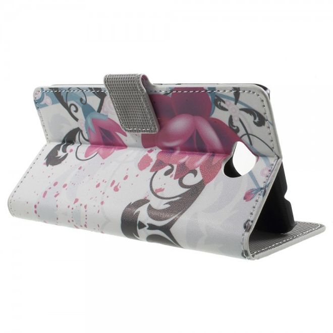 Microsoft Lumia 650 Leder Cover Hülle mit Lotus Blumen