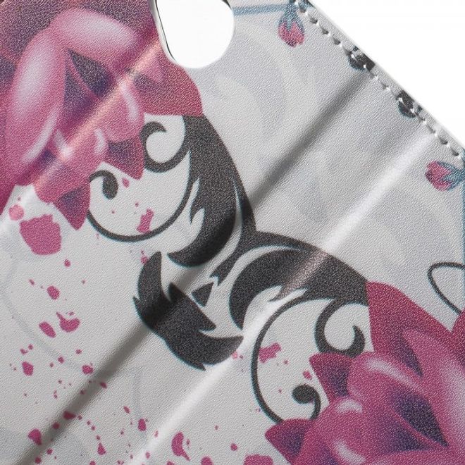 Microsoft Lumia 650 Leder Cover Hülle mit Lotus Blumen