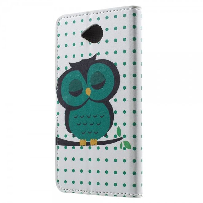 Microsoft Lumia 650 Leder Cover Hülle mit schlafender Eule