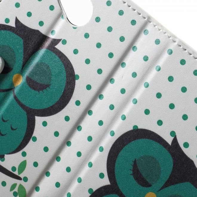 Microsoft Lumia 650 Leder Cover Hülle mit schlafender Eule