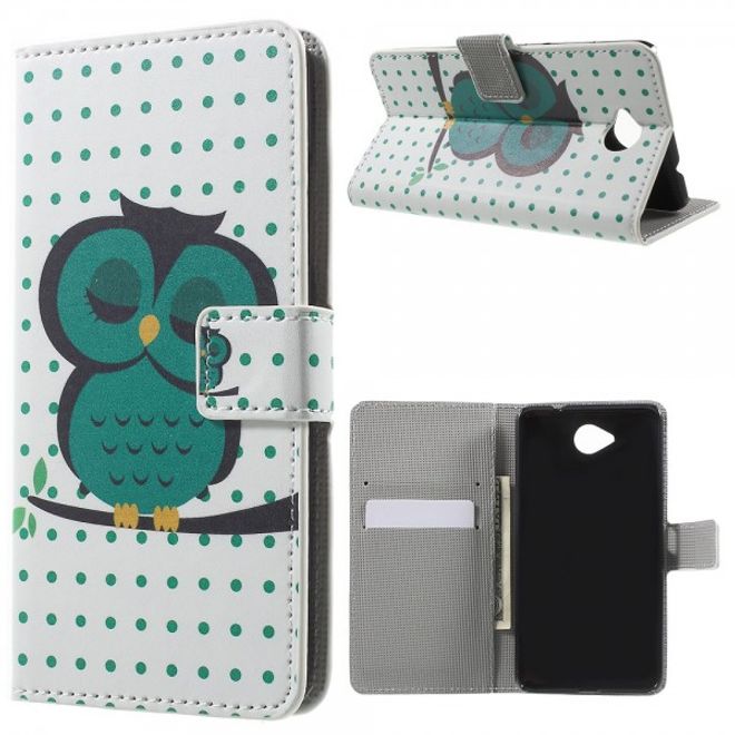 Microsoft Lumia 650 Leder Cover Hülle mit schlafender Eule