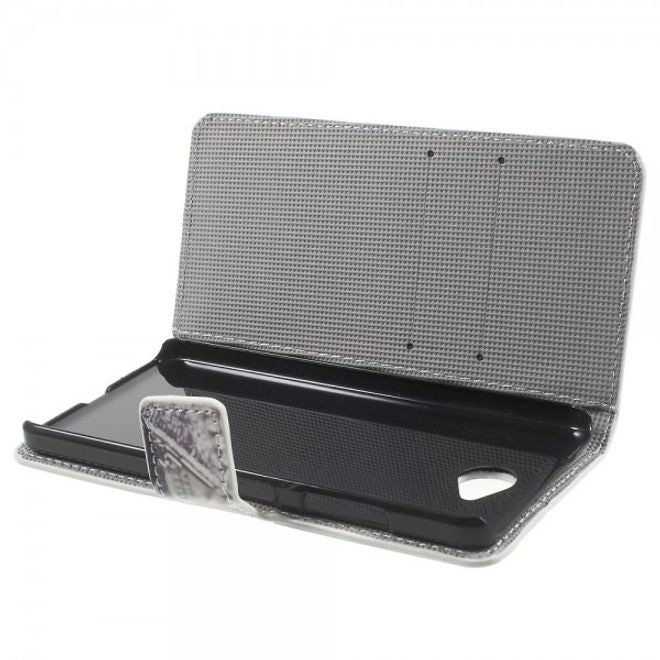 Microsoft Lumia 650 Leder Cover Hülle mit wunderschönem, blauem Schmetterling