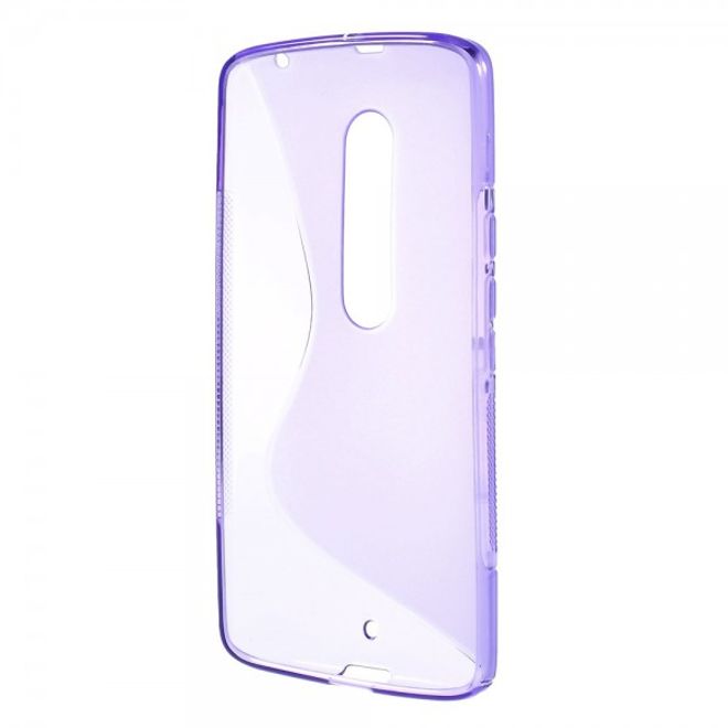 Motorola Moto X Play Elastische Plastik Cover Hülle S-Shape - purpur