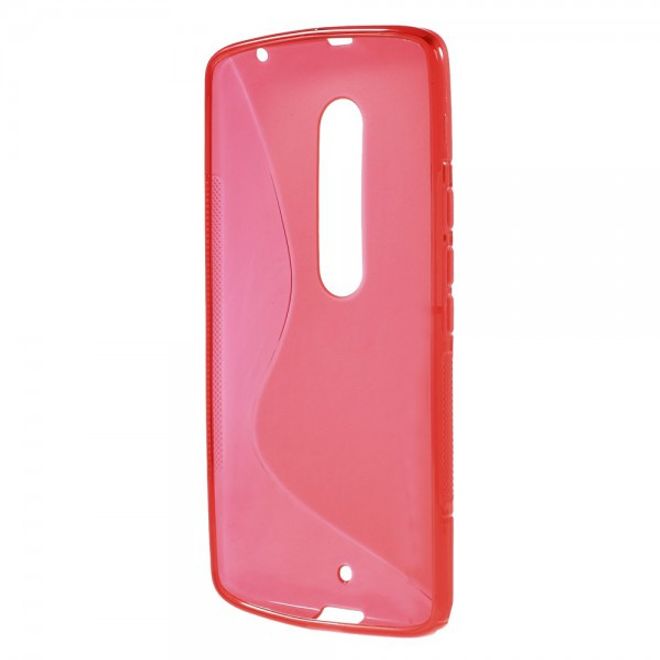Motorola Moto X Play Elastische Plastik Cover Hülle S-Shape - rot