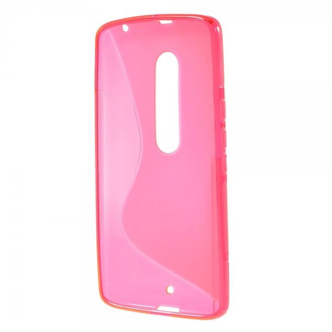 Motorola Moto X Play Elastische Plastik Cover Hülle S-Shape - rosa