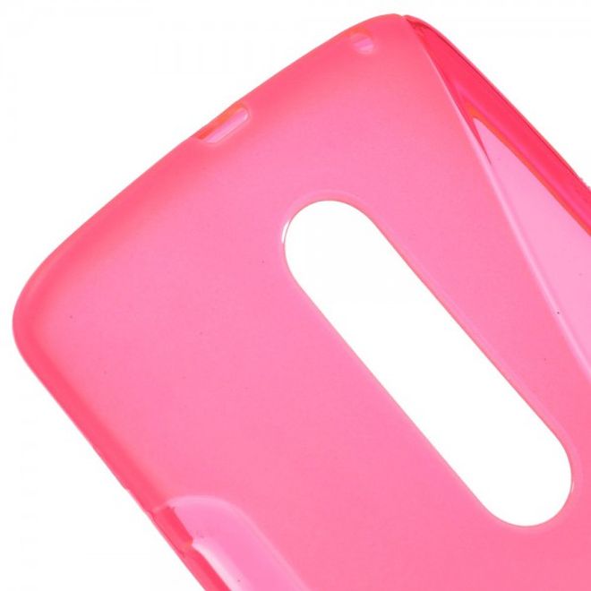 Motorola Moto X Play Elastische Plastik Cover Hülle S-Shape - rosa