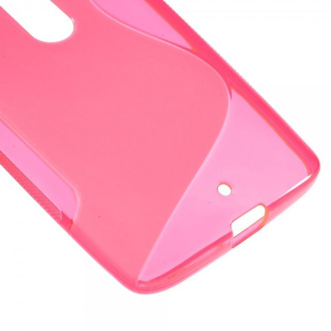 Motorola Moto X Play Elastische Plastik Cover Hülle S-Shape - rosa