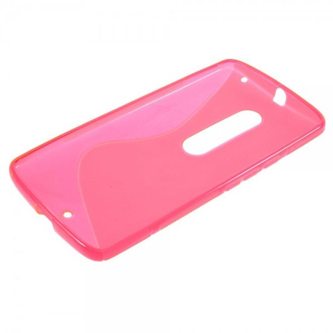 Motorola Moto X Play Elastische Plastik Cover Hülle S-Shape - rosa