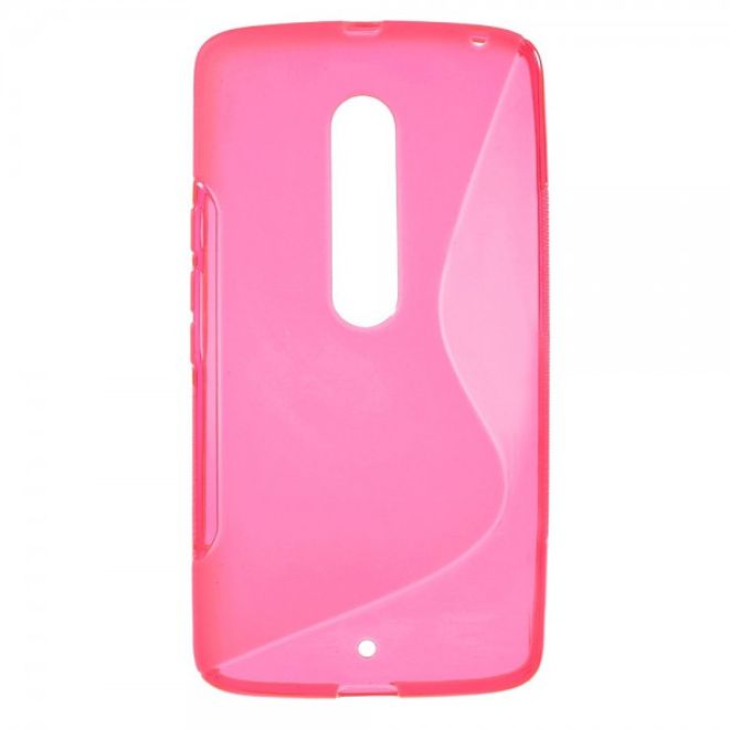 Motorola Moto X Play Elastische Plastik Cover Hülle S-Shape - rosa