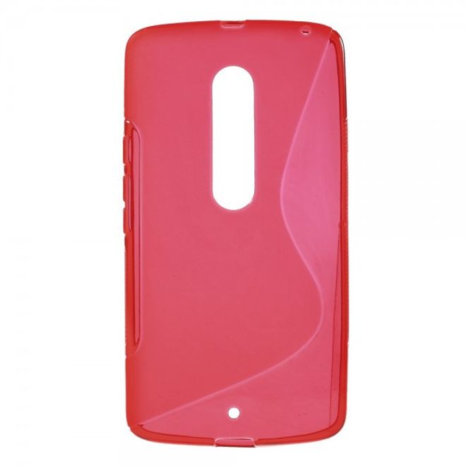 Motorola Moto X Play Elastische Plastik Cover Hülle S-Shape - rot