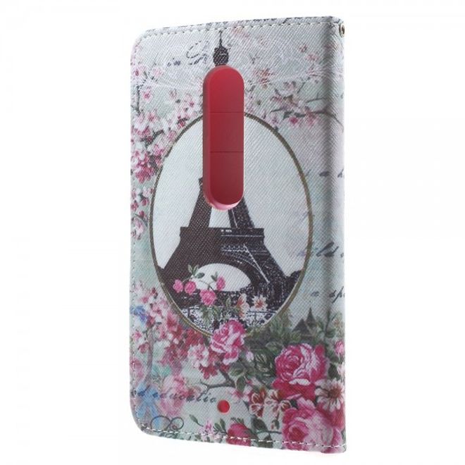 Motorola Moto X Play Leder Cover mit Eiffelturm und Rosen