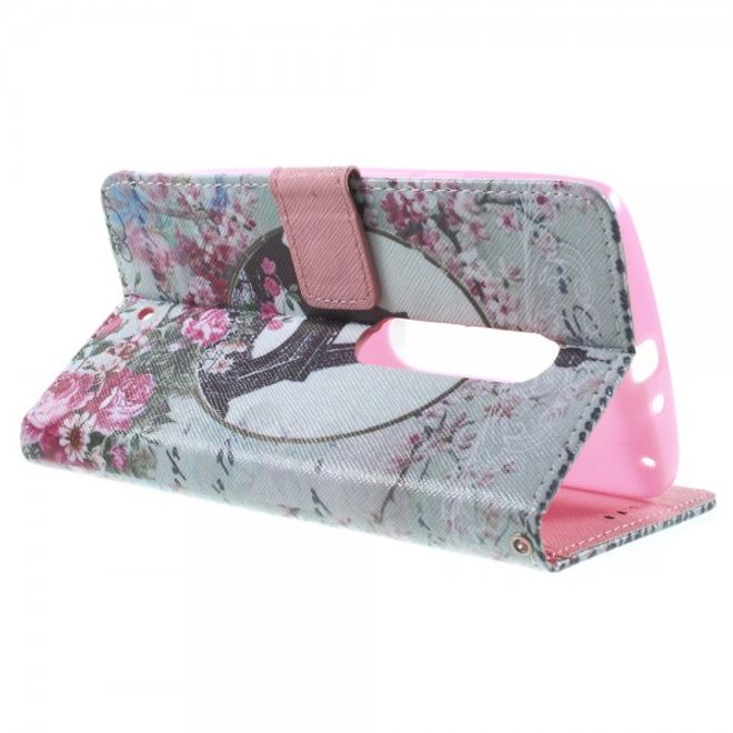 Motorola Moto X Play Leder Cover mit Eiffelturm und Rosen