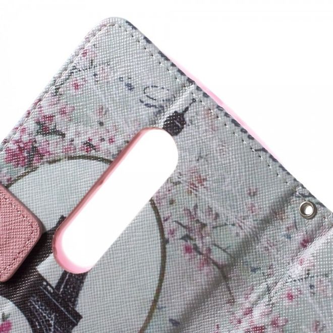 Motorola Moto X Play Leder Cover mit Eiffelturm und Rosen