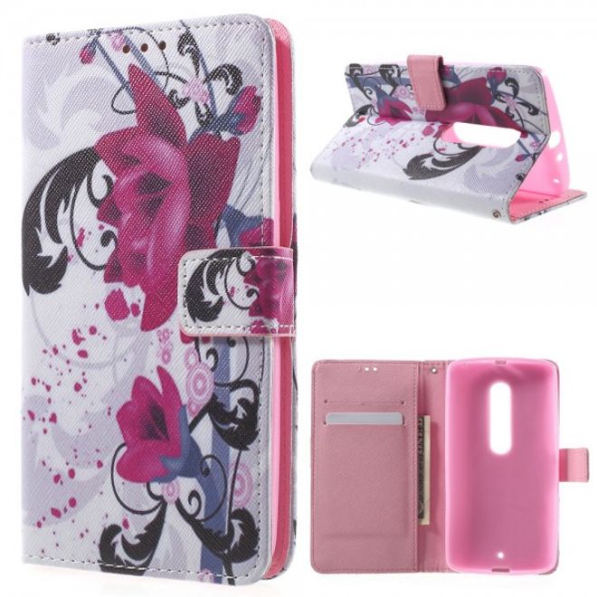 Motorola Moto X Play Leder Cover mit Lotus Blumen