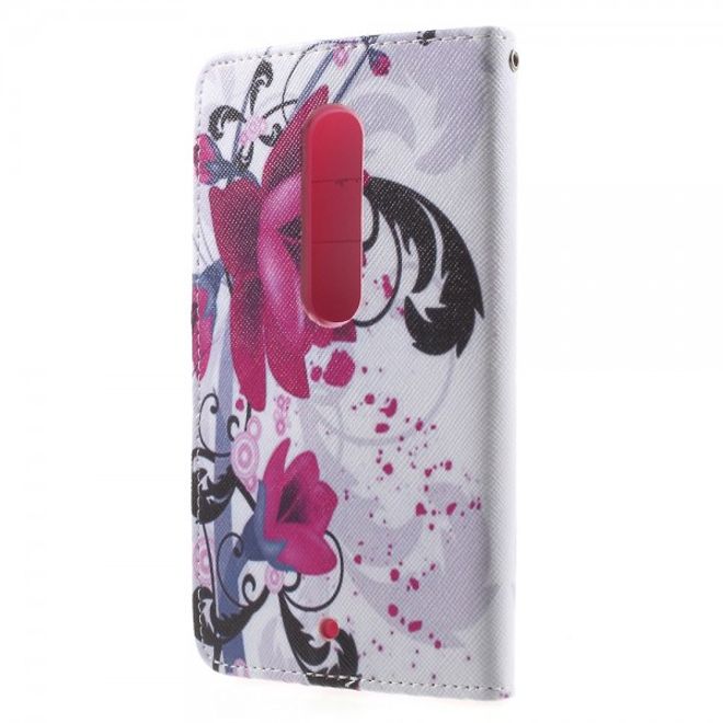 Motorola Moto X Play Leder Cover mit Lotus Blumen