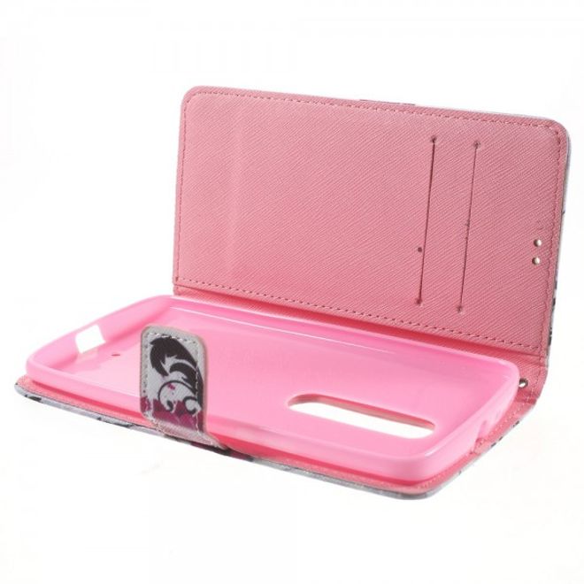 Motorola Moto X Play Leder Cover mit Lotus Blumen